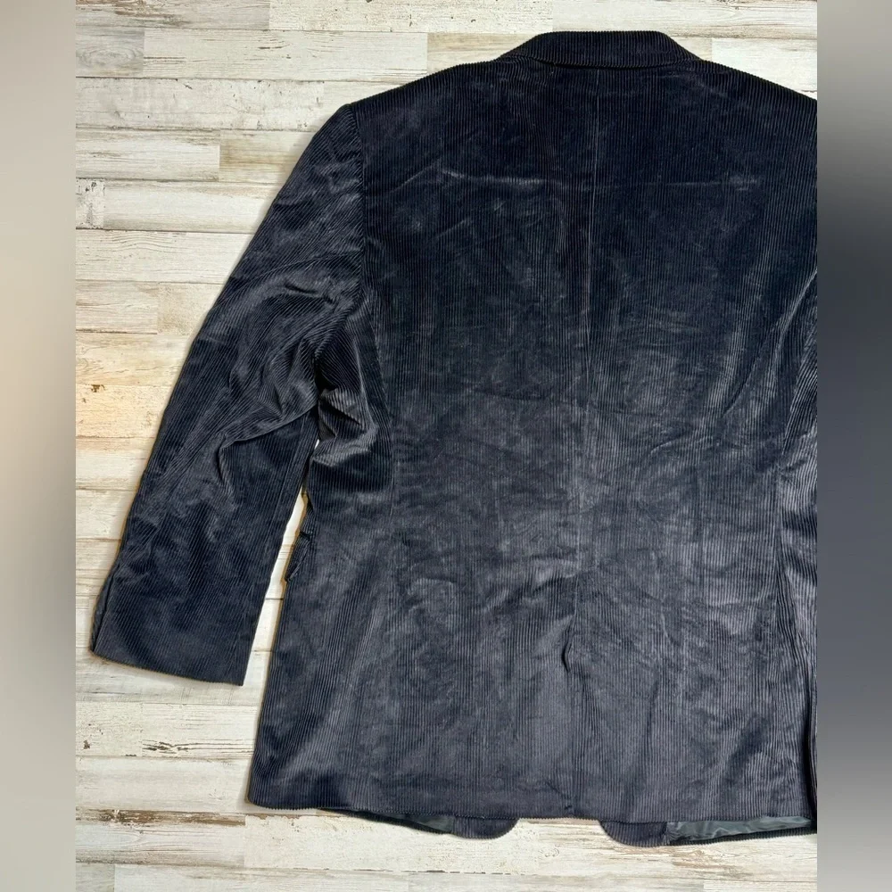Stafford Blazer Sport Coat Mens 46R Black Corduroy Classic Fit